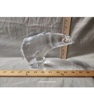 Vintage Crystal Glass Polar Bear Statue Figurine Flawless Shape